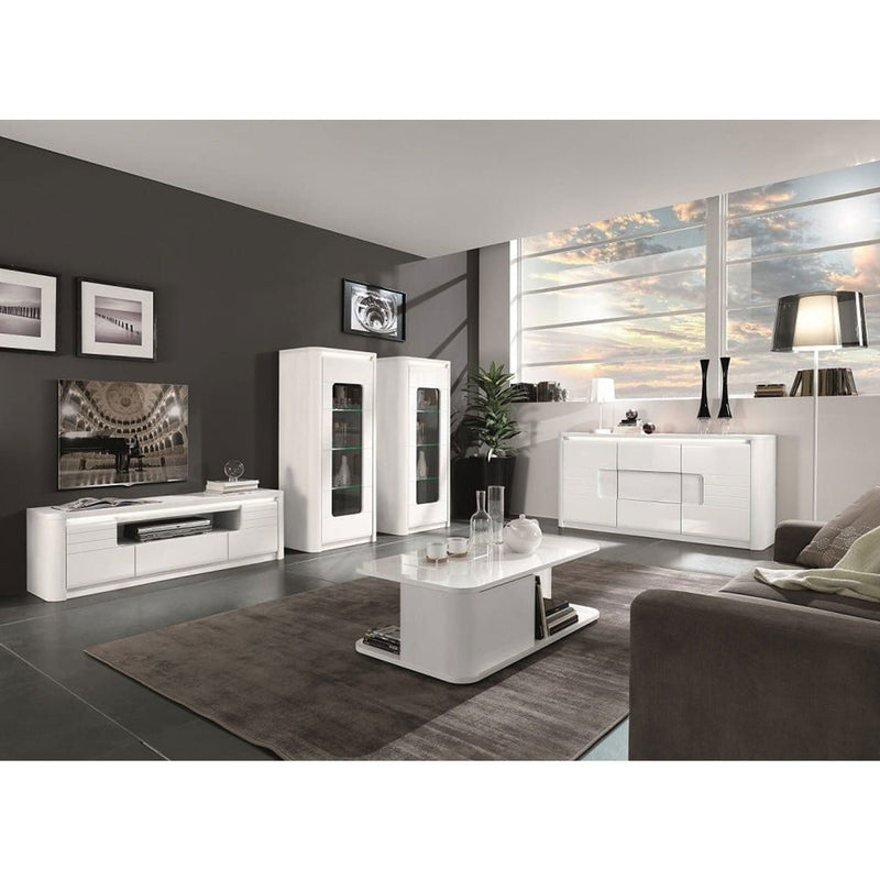 Bellini White High Gloss 1 Door Display Unit by Lavishway | Display Cabinet-26052