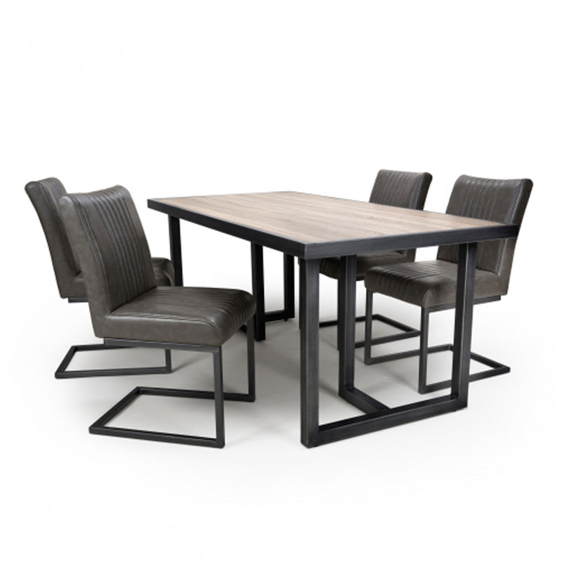 Bergen Oak Dining Table With 4 Grey Chairs by Lavishway | Dining Table Set-27012