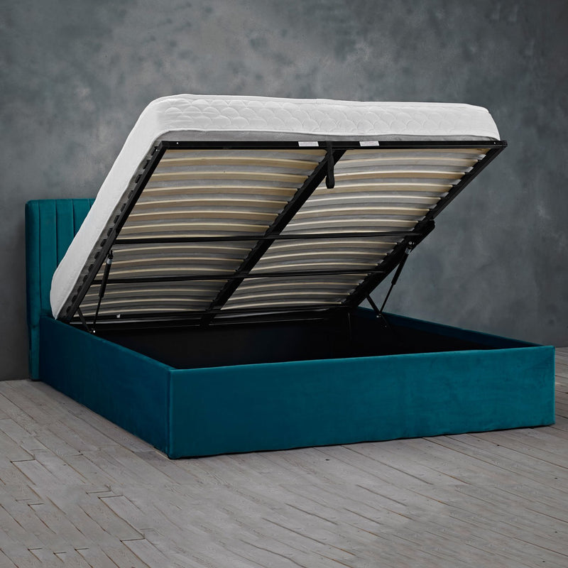 Berlin Velvet Ottoman King Size Bed by Lavishway | Ottoman Beds-35606