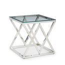 Biarritz Glass Top Steel Lamp Table by Lavishway | Side Tables-20956