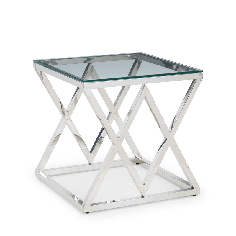 Biarritz Glass Top Steel Lamp Table by Lavishway | Side Tables-20956