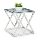 Biarritz Glass Top Steel Lamp Table by Lavishway | Side Tables-20954