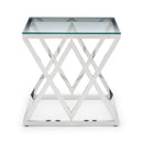 Biarritz Glass Top Steel Lamp Table by Lavishway | Side Tables-20955