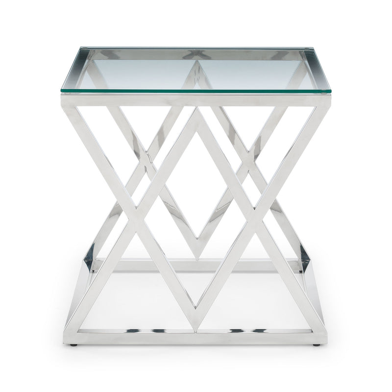 Biarritz Glass Top Steel Lamp Table by Lavishway | Side Tables-20955