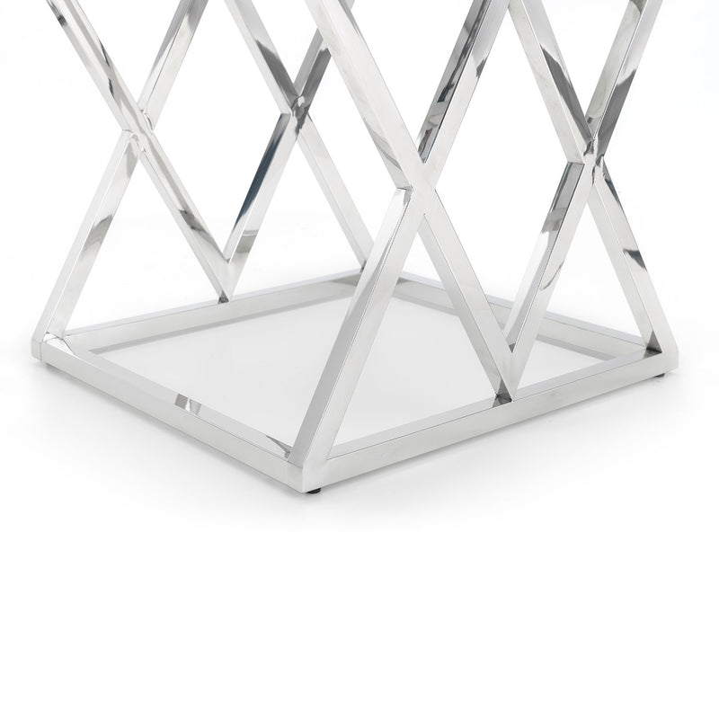 Biarritz Glass Top Steel Lamp Table by Lavishway | Side Tables-20957