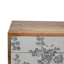 Black Floral Printed 2 Drawers Bedside Table by Lavishway | Bedside Tables-22516