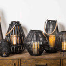 Convex Rope Detail Rattan Lantern by Lavishway | Candle Holders-51395