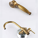 Black & Bronze Floor Standing Bathtub Tap by Lavishway | Bathtub Faucets-49405