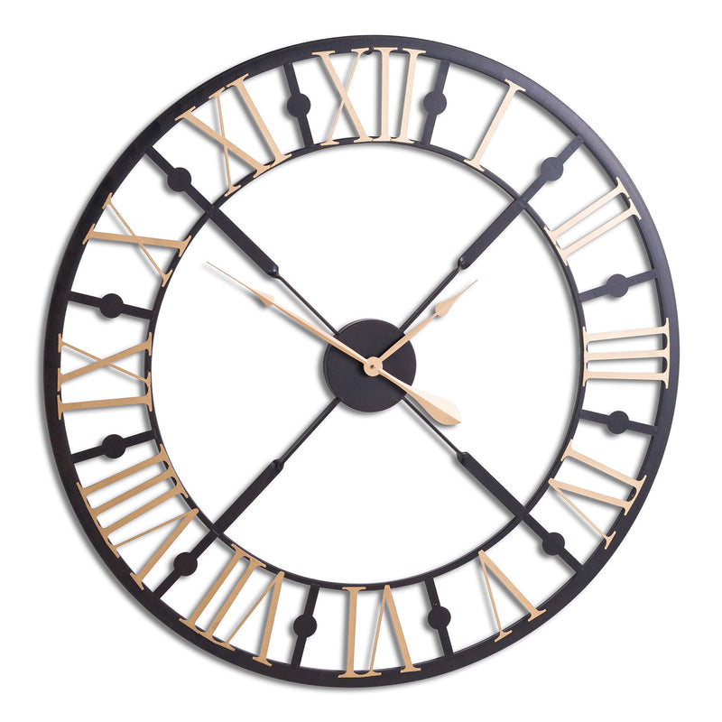 Classic Black & Gold Skeleton Wall Clock by Lavishway | Wall Clocks-51647