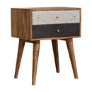 Black & Patterned 2 Drawers Bedside Table by Lavishway | Bedside Tables-22566