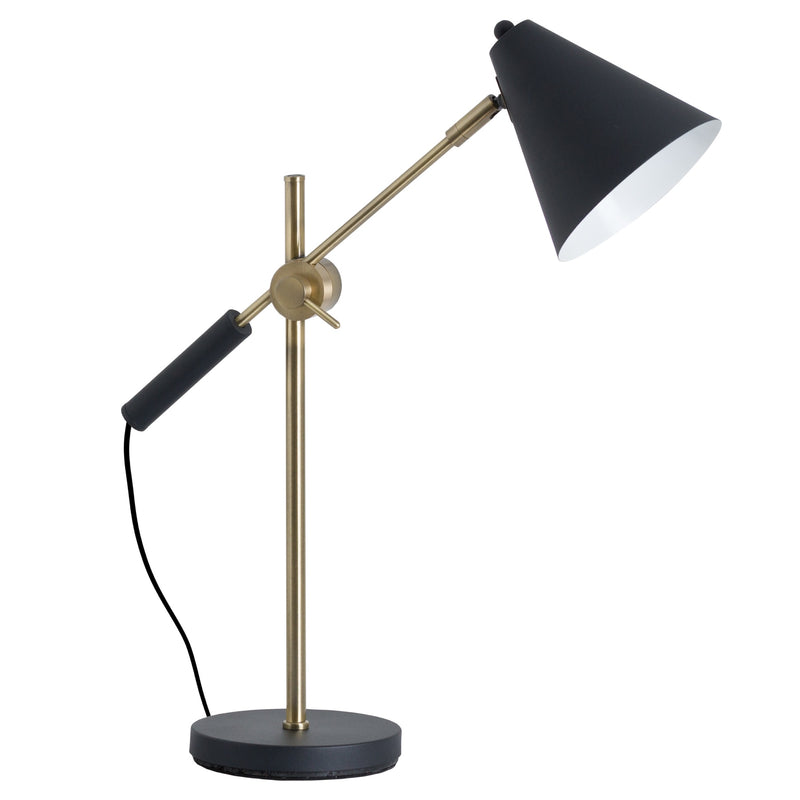 Black & Brass Adjustable Desk Lamp by Lavishway | Table Lamps-26609