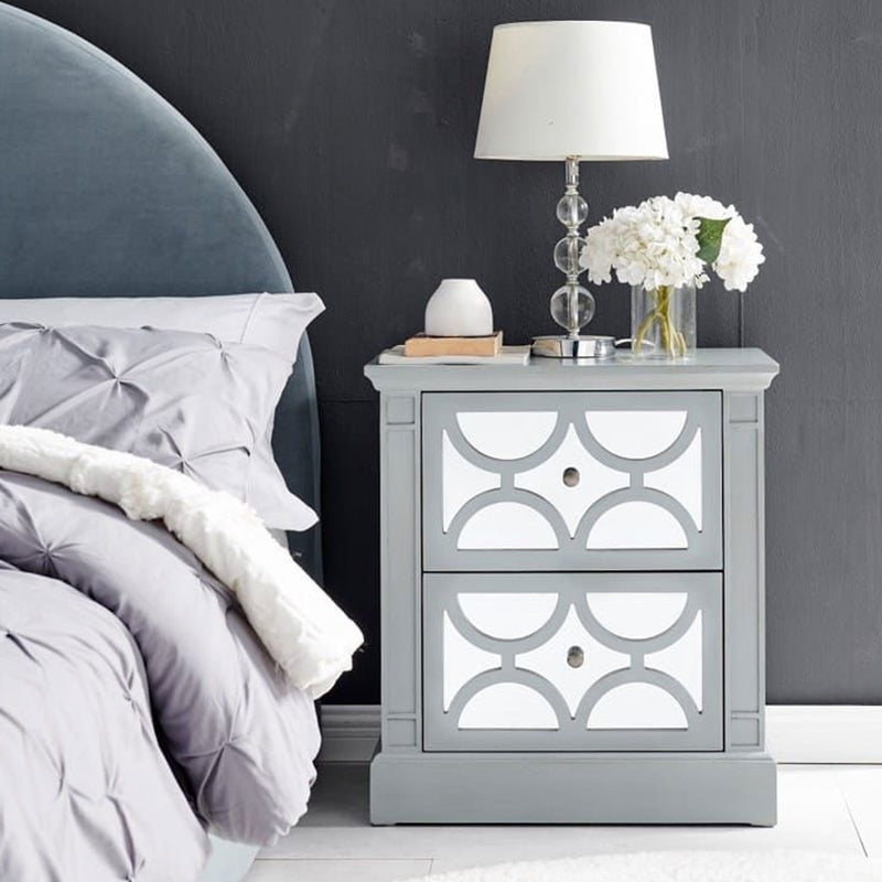 Blakely Grey Painted 2 Drawers Side Table by Lavishway | Bedside Tables-25947