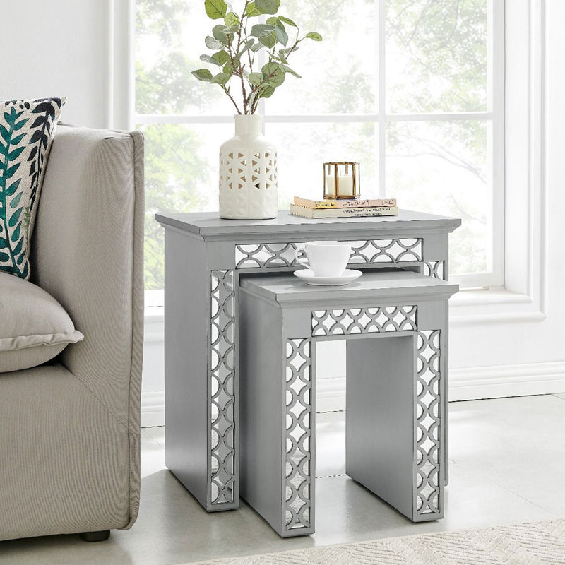 Blakely Grey Painted Nest of 2 Tables by Lavishway | Nest of Tables-25920