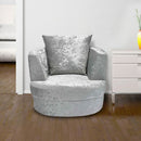 Bliss Silver Sung Swivel 1 Seater Sofa by Lavishway | Fabric Sofas-32662