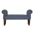 Burford Blue Tweed Fabric Bedroom Bench by Lavishway | Benches & Storage Benches-22341