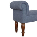 Burford Blue Tweed Fabric Bedroom Bench by Lavishway | Benches & Storage Benches-22348