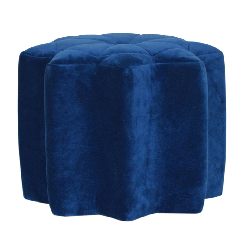 Burford Blue Velvet Star Design Footstool by Lavishway | Footstool-22323