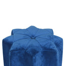 Burford Blue Velvet Star Design Footstool by Lavishway | Footstool-22325