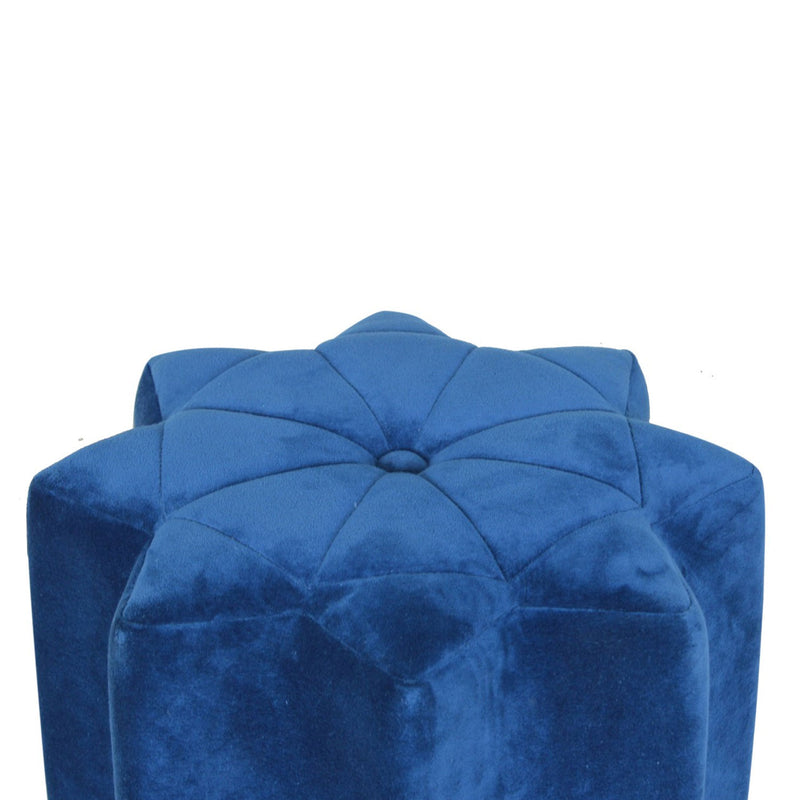 Burford Blue Velvet Star Design Footstool by Lavishway | Footstool-22325
