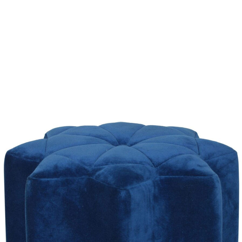 Burford Blue Velvet Star Design Footstool by Lavishway | Footstool-22326