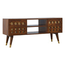 Brass Inlay Cut 4 Drawer TV Unit With Storage by Lavishway | TV Units Cabinets-21999