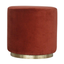 Bourton Brick Red Velvet Footstool by Lavishway | Footstool-21666