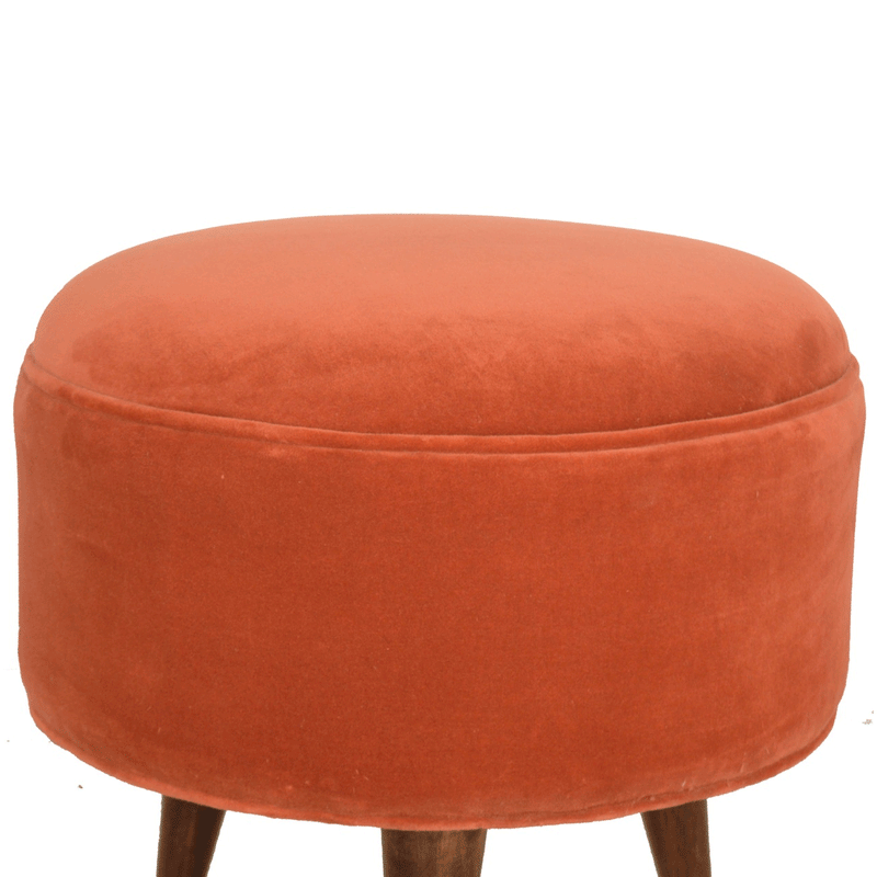 Bourton Red Velvet Nordic Style Footstool by Lavishway | Footstool-21627