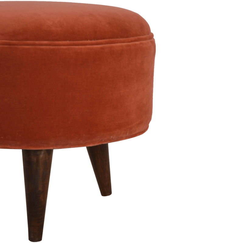 Bourton Red Velvet Nordic Style Footstool by Lavishway | Footstool-21630