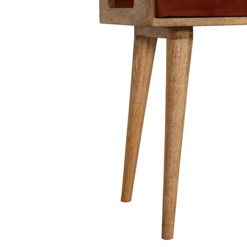 Bourton Brick Red Velvet Tray Style Footstool by Lavishway | Footstool-21576