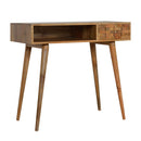 Bristol Oak Finish 1 Carved Drawer Desk by Lavishway | Reclaimed Wood Desks-57165