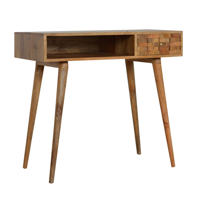 Bristol Oak Finish 1 Carved Drawer Desk by Lavishway | Reclaimed Wood Desks-57165