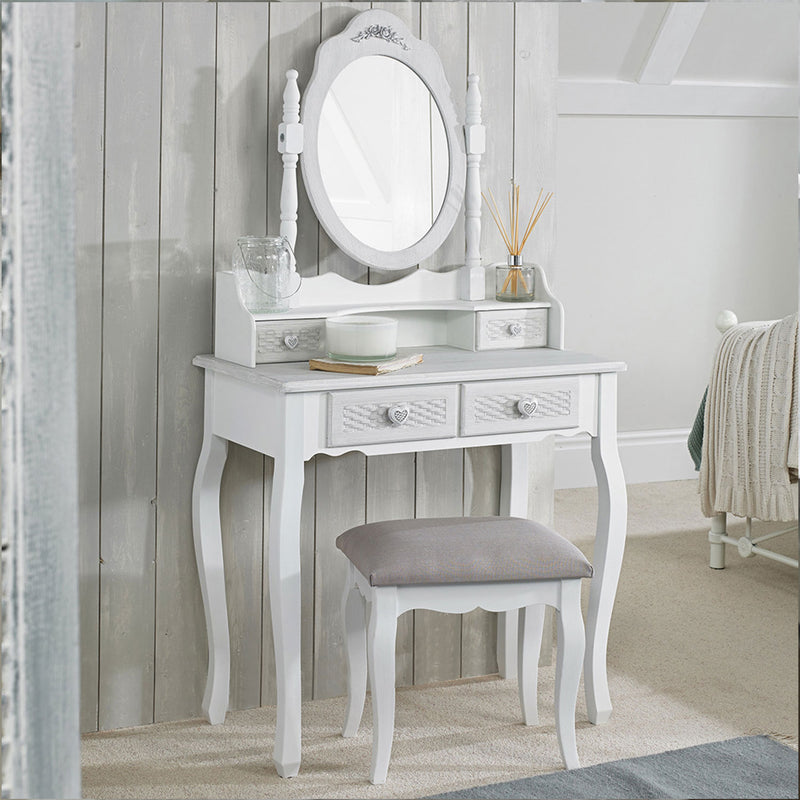 Brittany White Painted Dressing Table Mirror by Lavishway | Table Mirrors-28590