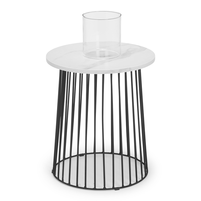Broadway Round White Lamp Table by Lavishway | Side Tables-20923