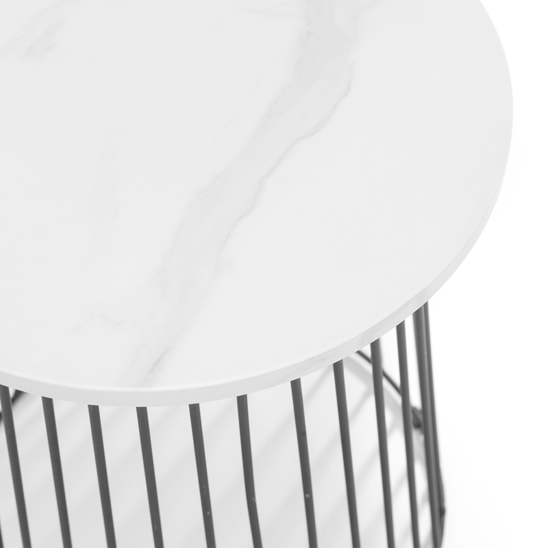 Broadway Round White Lamp Table by Lavishway | Side Tables-20926