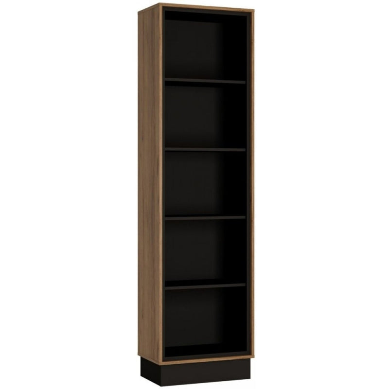 Brolo Walnut & High Gloss White Tall Bookcase by Lavishway | Book Shelves and Cabinets-42322
