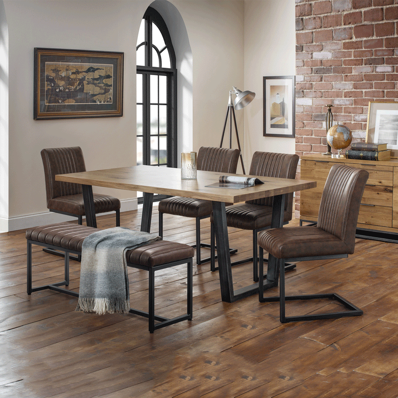 Brooklyn Brown Faux Leather Dining Chair by Lavishway | Dining Chairs-20902