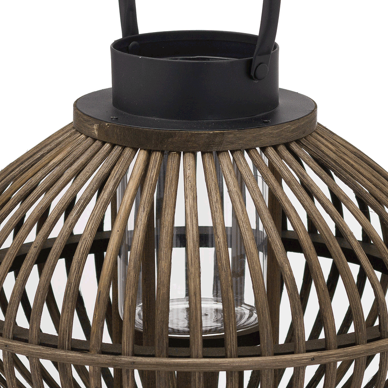 Brown Bamboo Style Wicker Lantern by Lavishway | Candle Holders-50837
