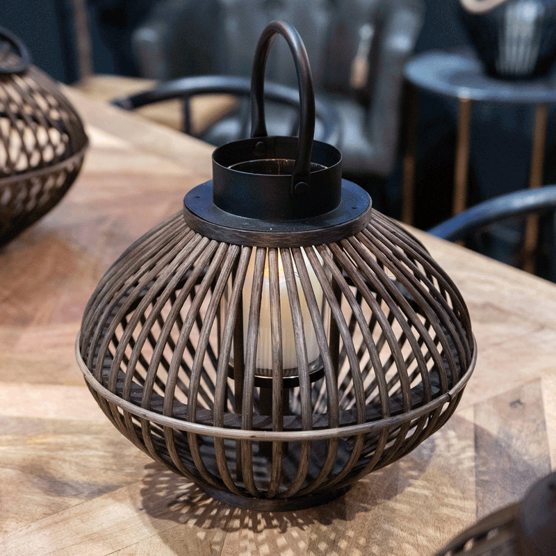 Brown Bamboo Style Wicker Lantern by Lavishway | Candle Holders-50835