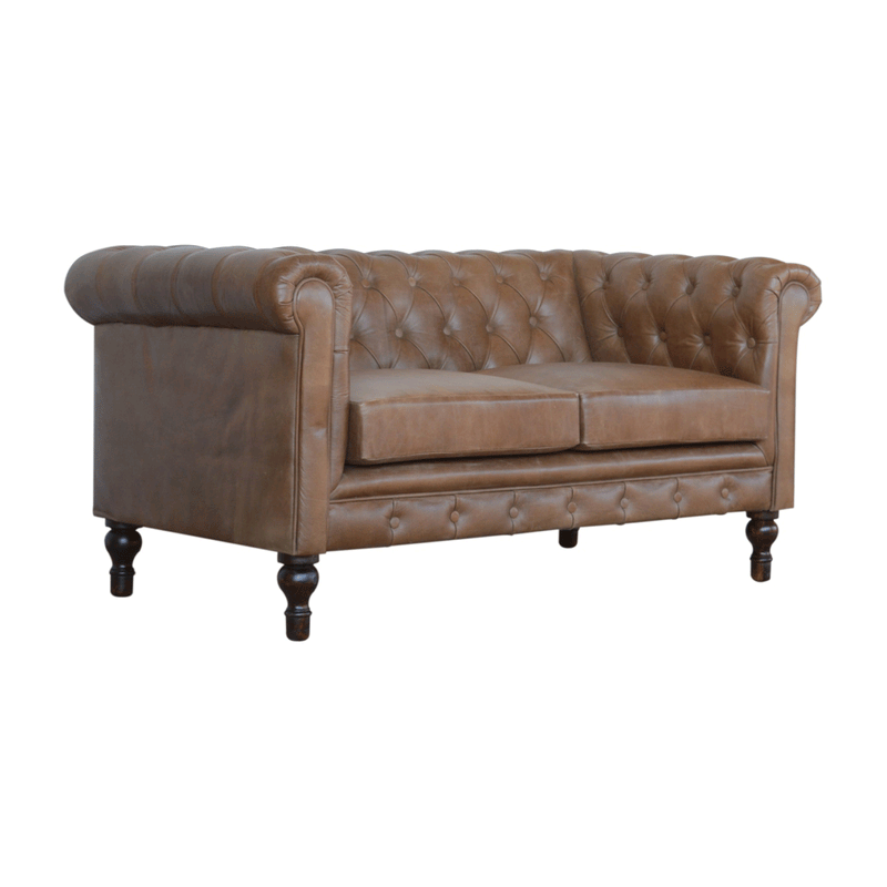 Buoyant Brown Leather 2 Seater Sofa by Lavishway | Leather Sofa-21517