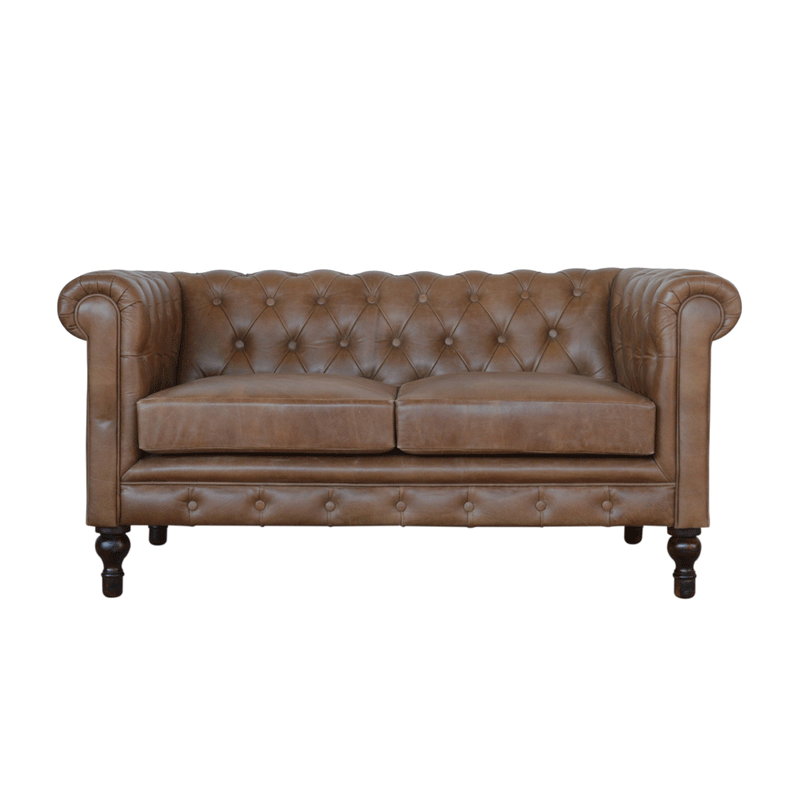 Buoyant Brown Leather 2 Seater Sofa by Lavishway | Leather Sofa-21524