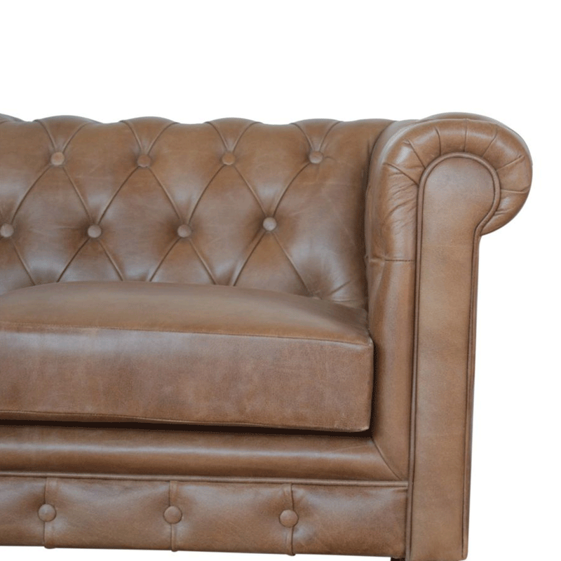 Buoyant Brown Leather 2 Seater Sofa by Lavishway | Leather Sofa-21518