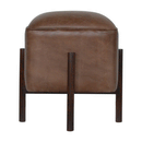 Buoyant Brown Leather Footstool by Lavishway | Footstool-21505