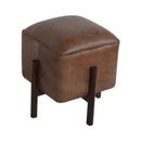 Buoyant Brown Leather Footstool by Lavishway | Footstool-21504