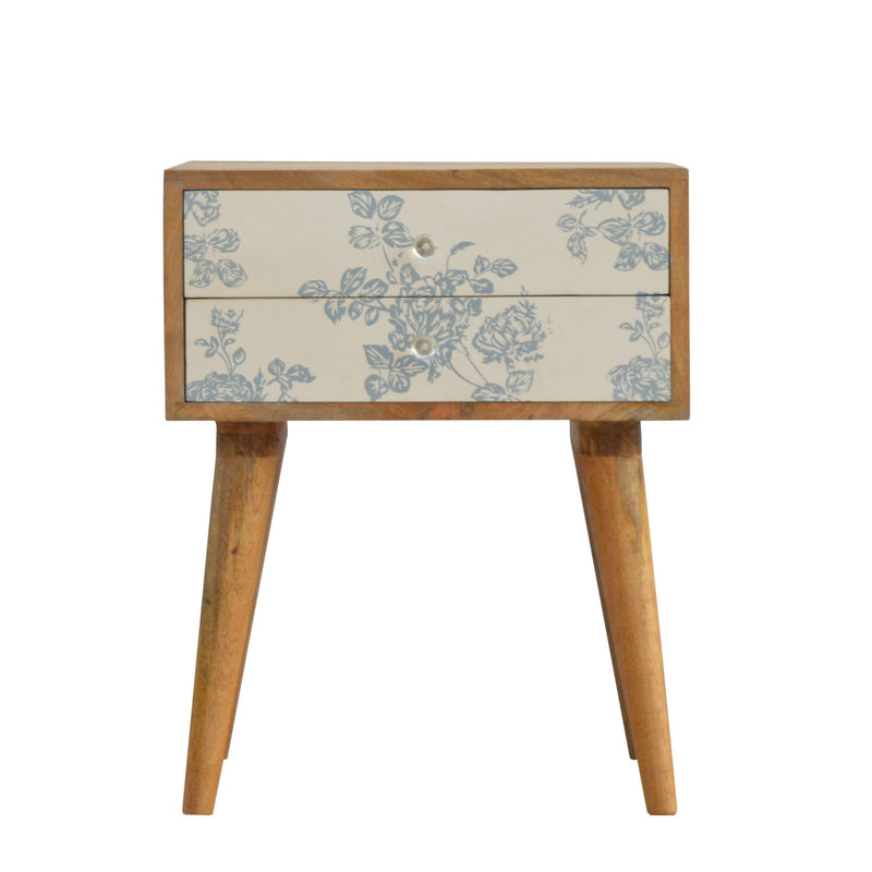 Burford Blue Floral Printed Bedside Table by Lavishway | Bedside Tables-22401