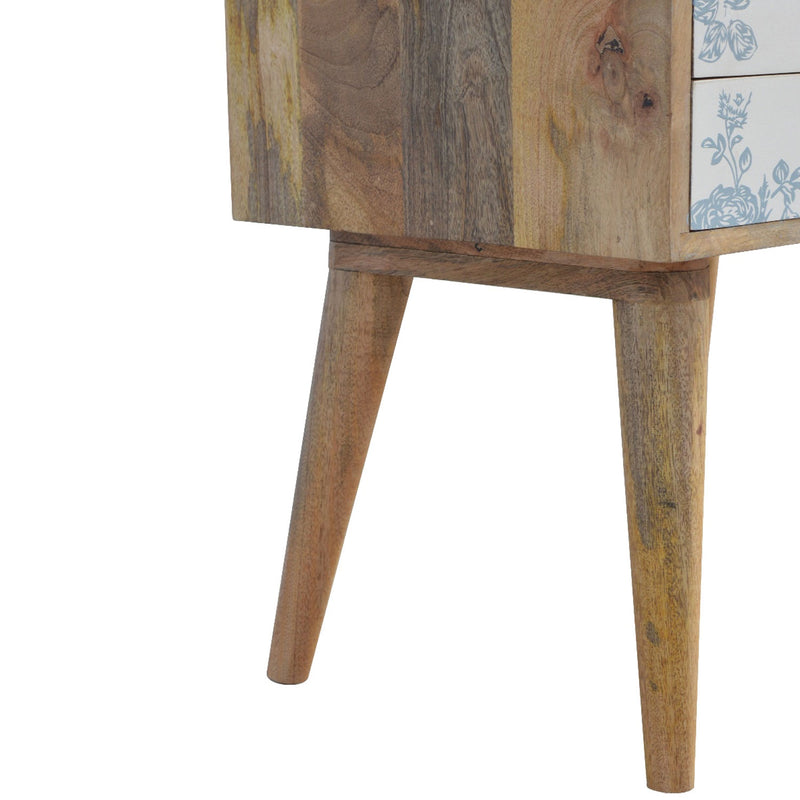 Burford Blue Floral Printed Bedside Table by Lavishway | Bedside Tables-22406