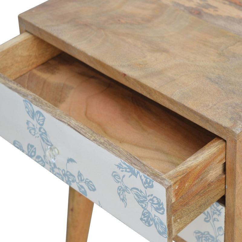 Burford Blue Floral Printed Bedside Table by Lavishway | Bedside Tables-22405