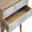 Burford Blue Floral Printed Bedside Table by Lavishway | Bedside Tables-22403
