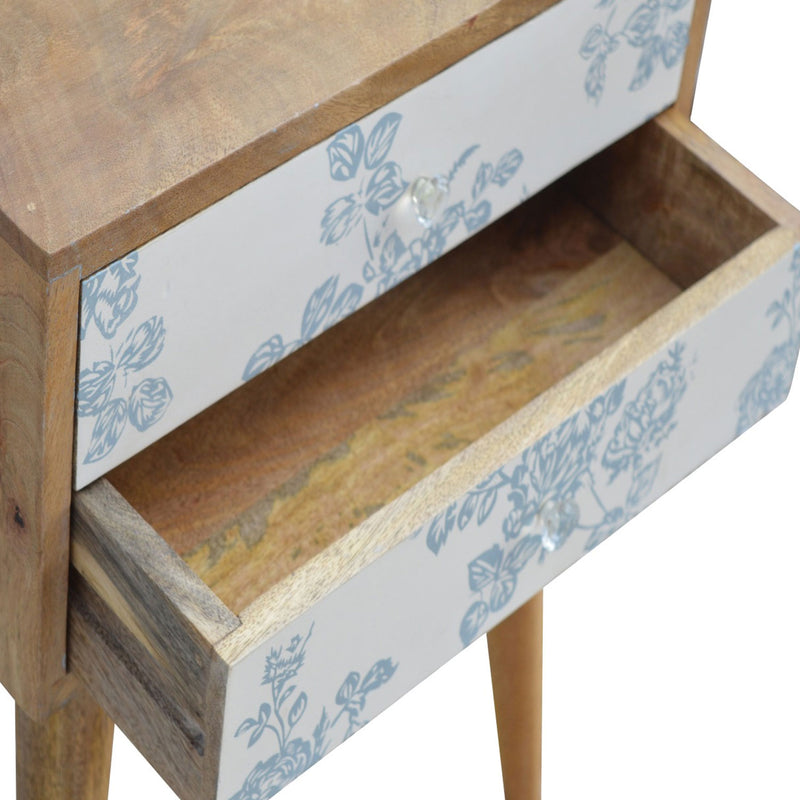 Burford Blue Floral Printed Bedside Table by Lavishway | Bedside Tables-22403