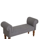 Burford Blue Tweed Fabric Bedroom Bench by Lavishway | Benches & Storage Benches-22340