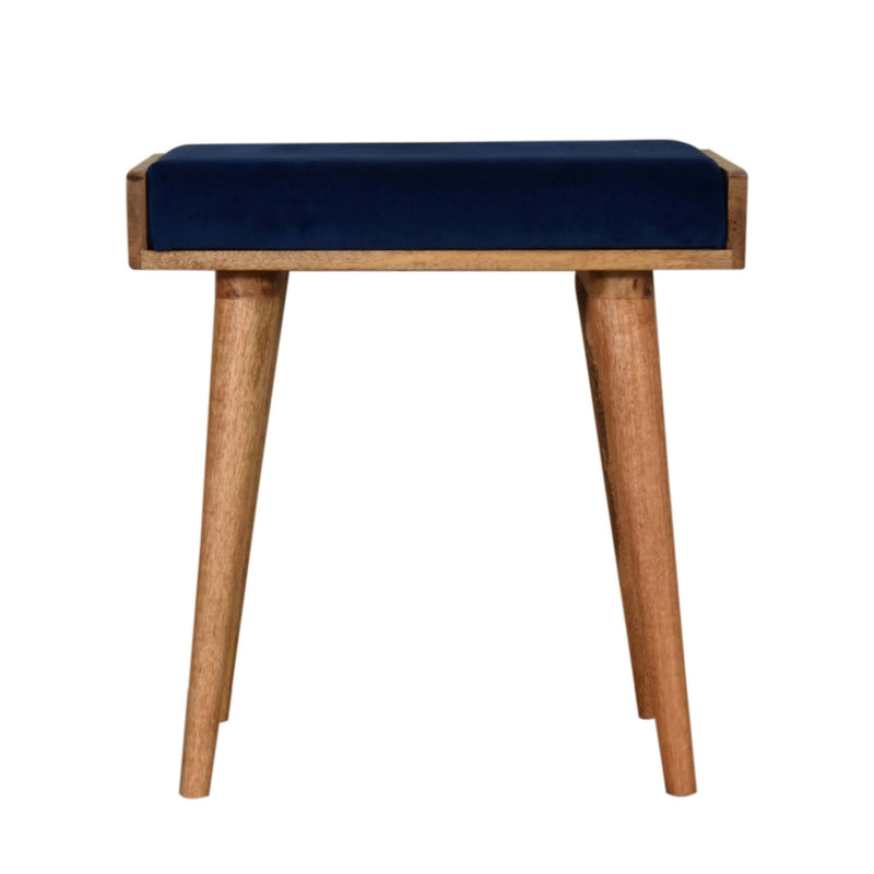 Burford Blue Velvet Tray Style Footstool by Lavishway | Footstool-22298